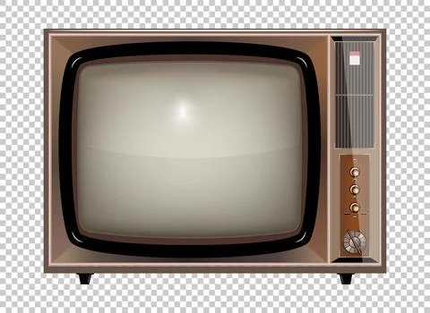 Vector retro television mock up isolate on transparent grid Stock Illustration