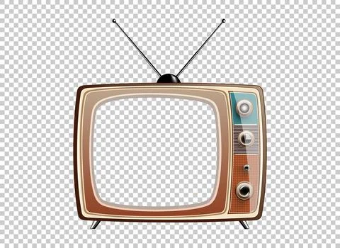 Vector retro television mock up isolate on transparent grid Stock Illustration