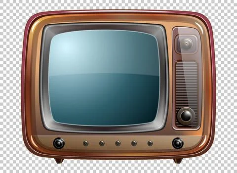 Vector retro television mock up isolate on transparent grid 스톡 일러스트