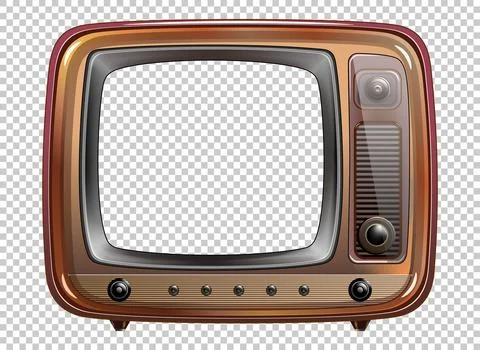 Vector retro television mock up isolate on transparent grid Illustrazione stock