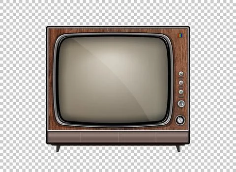 Vector retro television mock up isolate on transparent grid Stock Illustration
