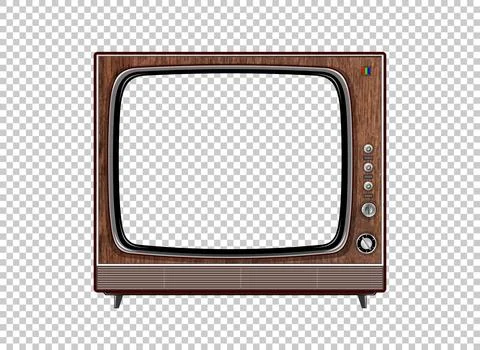 Vector retro television mock up isolate on transparent grid 스톡 일러스트