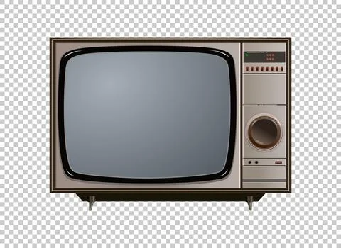 Vector retro television mock up isolated on transparent grid Stock Illustration