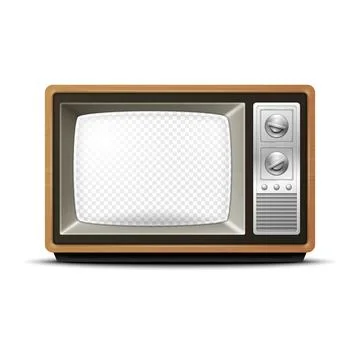 Vector Retro TV Receiver with Wooden Frame and Transparent Screen, Isolated Illustrazione stock