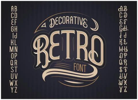 Vector retro typeface. Vector font Illustrazione stock