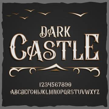 Vector retro typeface. Vector font Dark Castle Illustrazione stock
