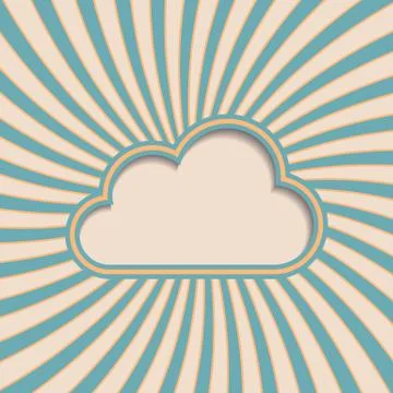 Vector retro vintage cloud text place with sunrays Stock Illustration