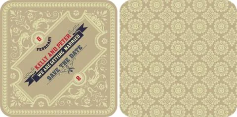Vector. Retro wedding card Stock Illustration