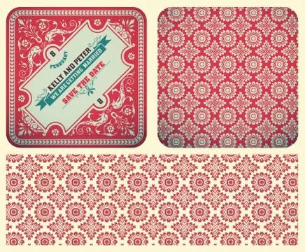 Vector. Retro wedding card Stock Illustration