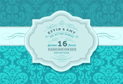 Vector. Retro wedding card Stock Illustration