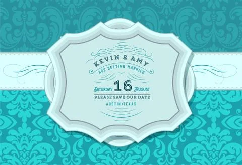 Vector. Retro wedding card Stock Illustration