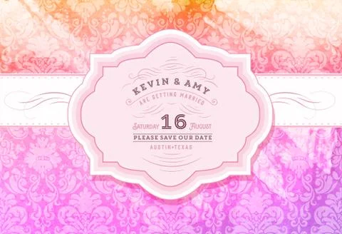 Vector. Retro wedding card Stock Illustration