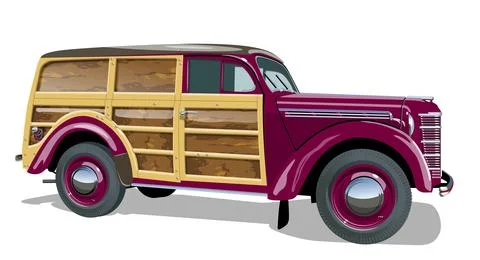 Vector retro woody wagon Stock Illustration