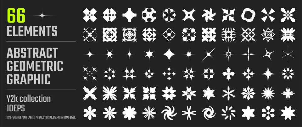 Vector retrofuturistic y2k abstract geometry graphic design elements collec.. Stock Illustration