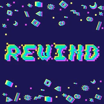 Vector rewind pixel glitch 스톡 일러스트