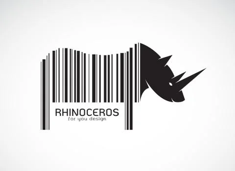 Vector of rhinoceros on the body is a barcode. Wild Animals. Rhino design. Ea Stock-Illustration