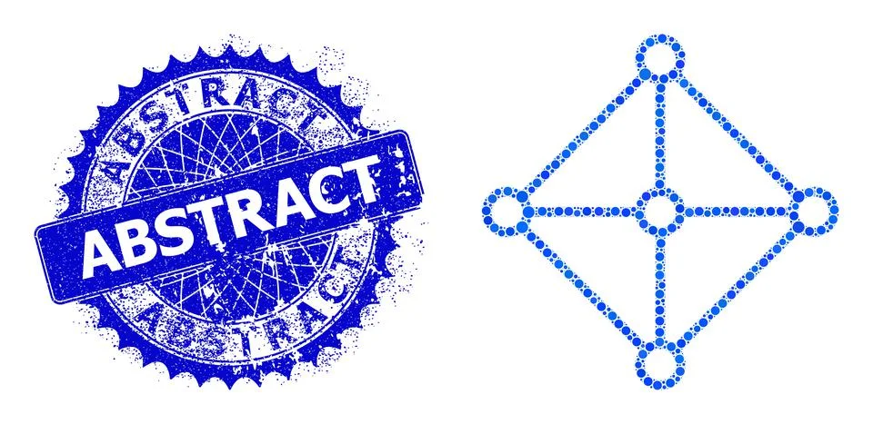 Vector Rhombus Grid Centers Collage of Small Circles with Textured Abstract Stock Illustration