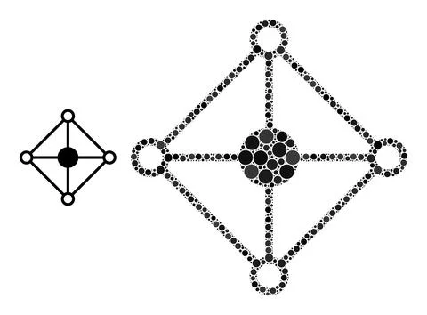 Vector Rhombus Grid Node Collage of Dots 스톡 일러스트