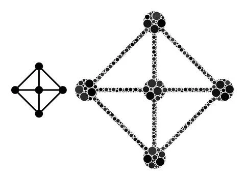 Vector Rhombus Grid Nodes Composition of Small Circles Stock Illustration
