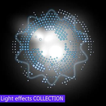 Vector ring background. Blue shine round frame with spark light effect and wavy Stock Illustration