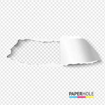 Vector Rip paper hole on transparent background blank concept Stock Illustration