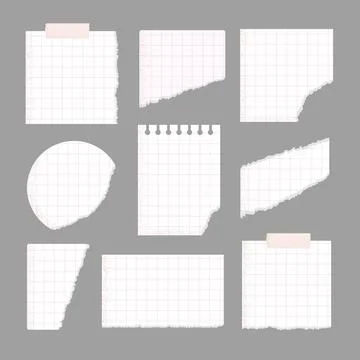 Vector Ripped note paper pieces set for scrapbooking, notebook. Stock Illustration