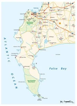 Vector road map of Cape Peninsula, Cape Town, South Africa vector road map... Fotos Stock