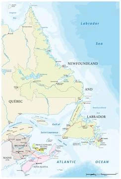 Vector road map of the four canada atlantic provinces Stock Illustration