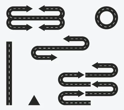 Vector road set elements design on white Illustrazione stock