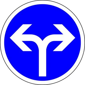 Vector  road sign showing right or left direction only. Illustrazione stock