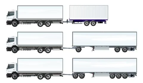 Vector road trains set template isolated on white Stock Illustration