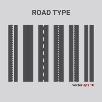 Vector road type. Vertical straight asphalt roads. Stock Illustration