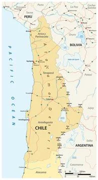 Vector roads map of the Atacama desert in the north of Chile イラスト素材