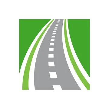 Vector roadway logo combination. Curved road and highway symbol. Stock Illustration
