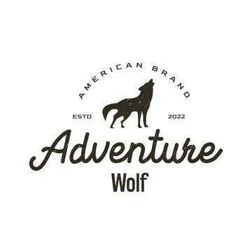 Vector roaring wolf logo design, retro style, badge, design elements, logotyp Stock Illustration