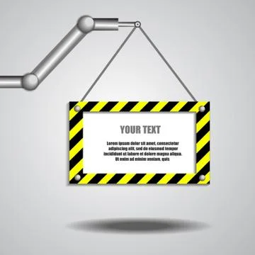 Vector : Robot arm and empty board for text Stock Illustration