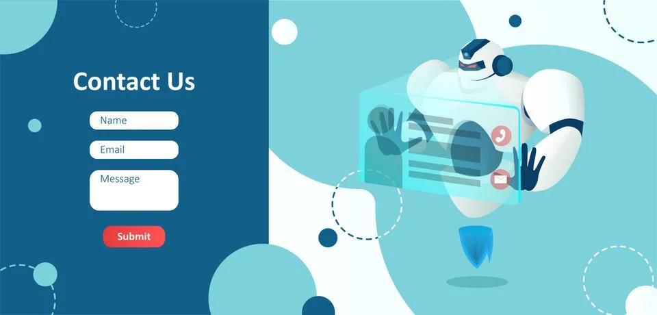 Vector of a robot chat bot providing customer support service Stock Illustration