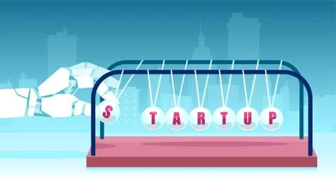 Vector of a robot hand implemented in start up process Stock Illustration