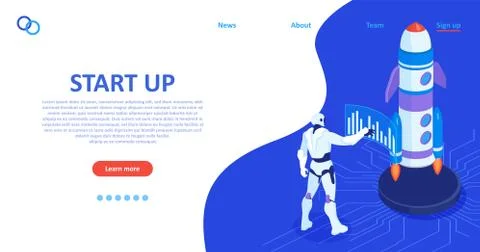 Vector of a robot launching a new start up project Stock Illustration
