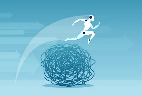 Vector of a robot overcoming complex problems Stock Illustration