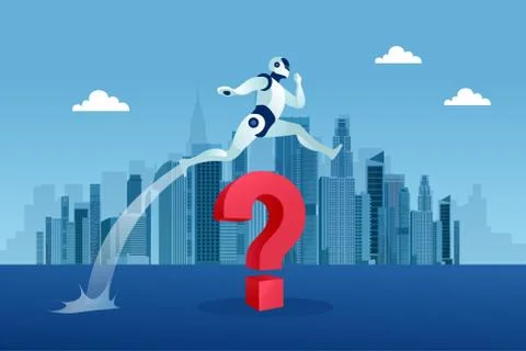 Vector of a robot solving problems Illustrazione stock