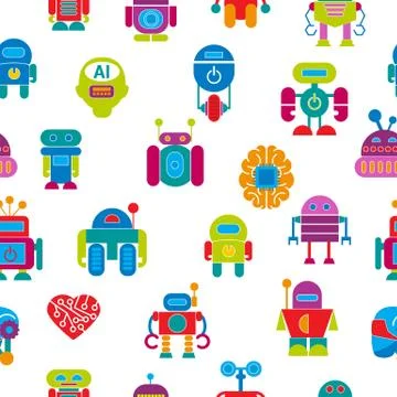 Vector robot technology design futuristic kid flat baby children cyborg robotic Stock Illustration