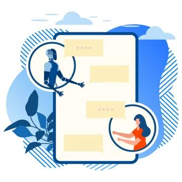Vector Robot Web Chat bot support service People Illustrazione stock