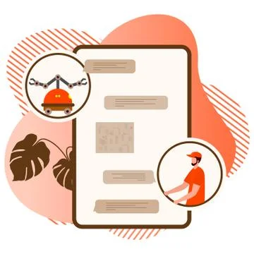 Vector Robot Web Chat bot support service People Illustrazione stock