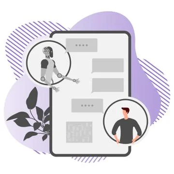 Vector Robot Web Chat bot support service People Illustrazione stock