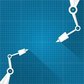 Vector robotic arm symbol on blueprint paper background. robot hand. technology Stock Illustration