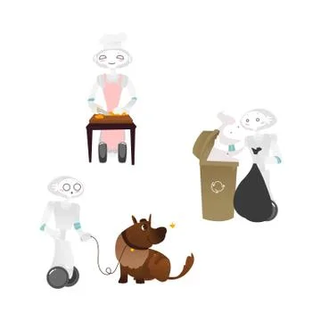 Vector robots, AI in modern life concept Stock Illustration