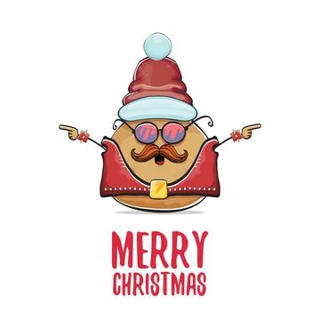 Vector rock star santa potato funny cartoon cute character with with red santa Stock Illustration