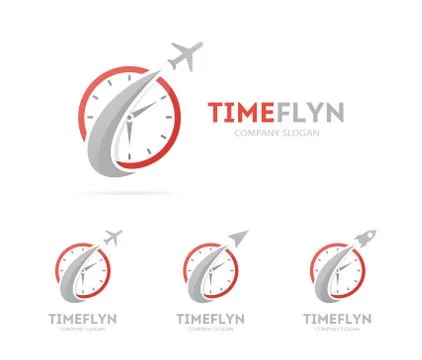 Vector of rocket and clock logo combination. Airplane and timer symbol or icon 库存插图