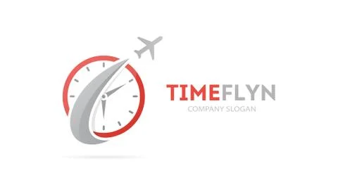 Vector of rocket and clock logo combination. Airplane and timer symbol or icon 库存插图